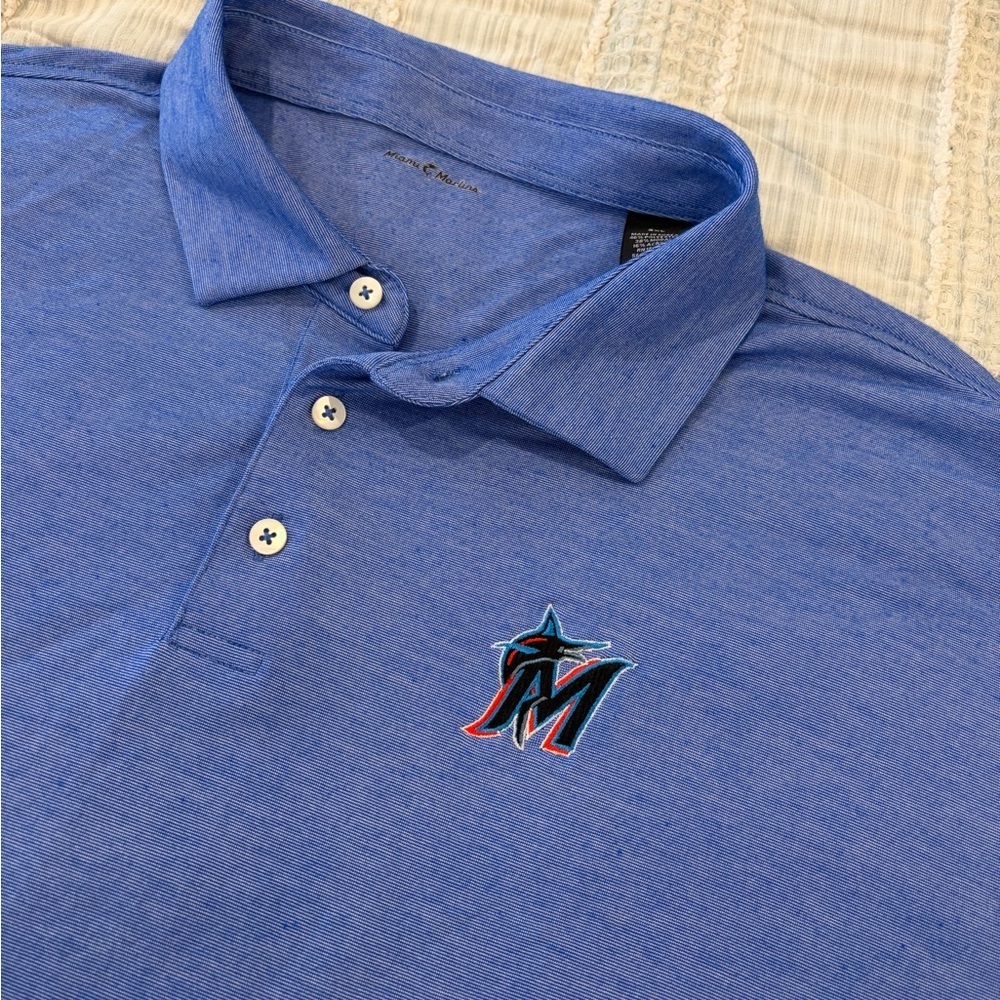 Miami Marlins Blue Performance Polo Shirt Men’s 3XL MLB Baseball Modal Blend